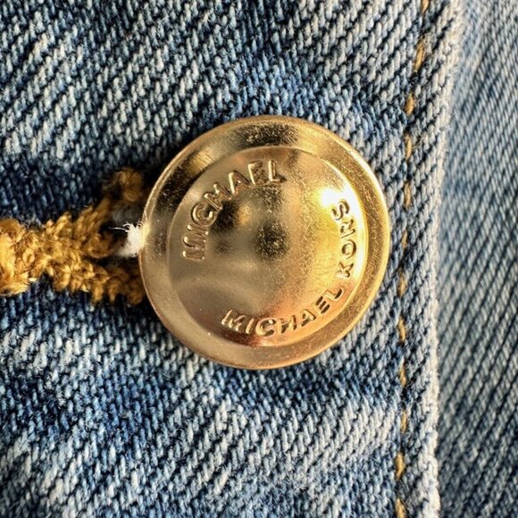 NWT $110 MICHAEL KORS WOMEN'S SKIRT 2 JEAN SKIRT MIDI GOLD BUTTON FRONT - Picture 5 of 7